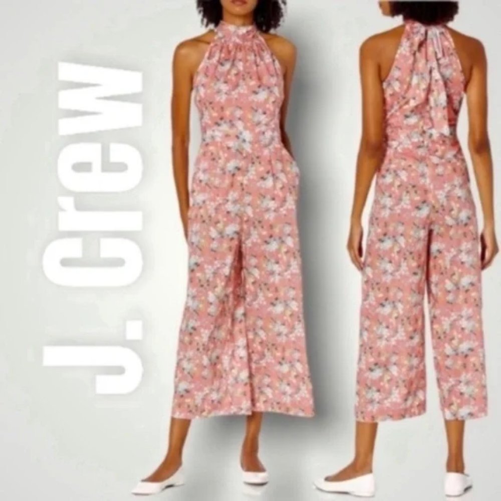 J.Crew Liberty Josephine Coral Floral Jumpsuit Romper One-Piece Size 12